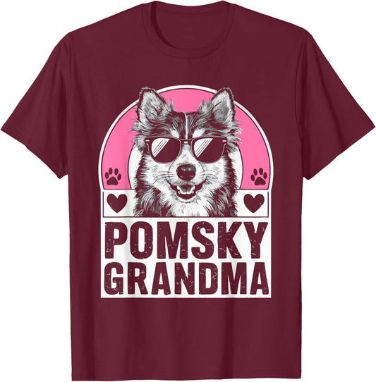 Pomsky Owner Dog Lover Puppy Pomeranian Siberian Husky T-Shirt - T-Shirt | Maroon