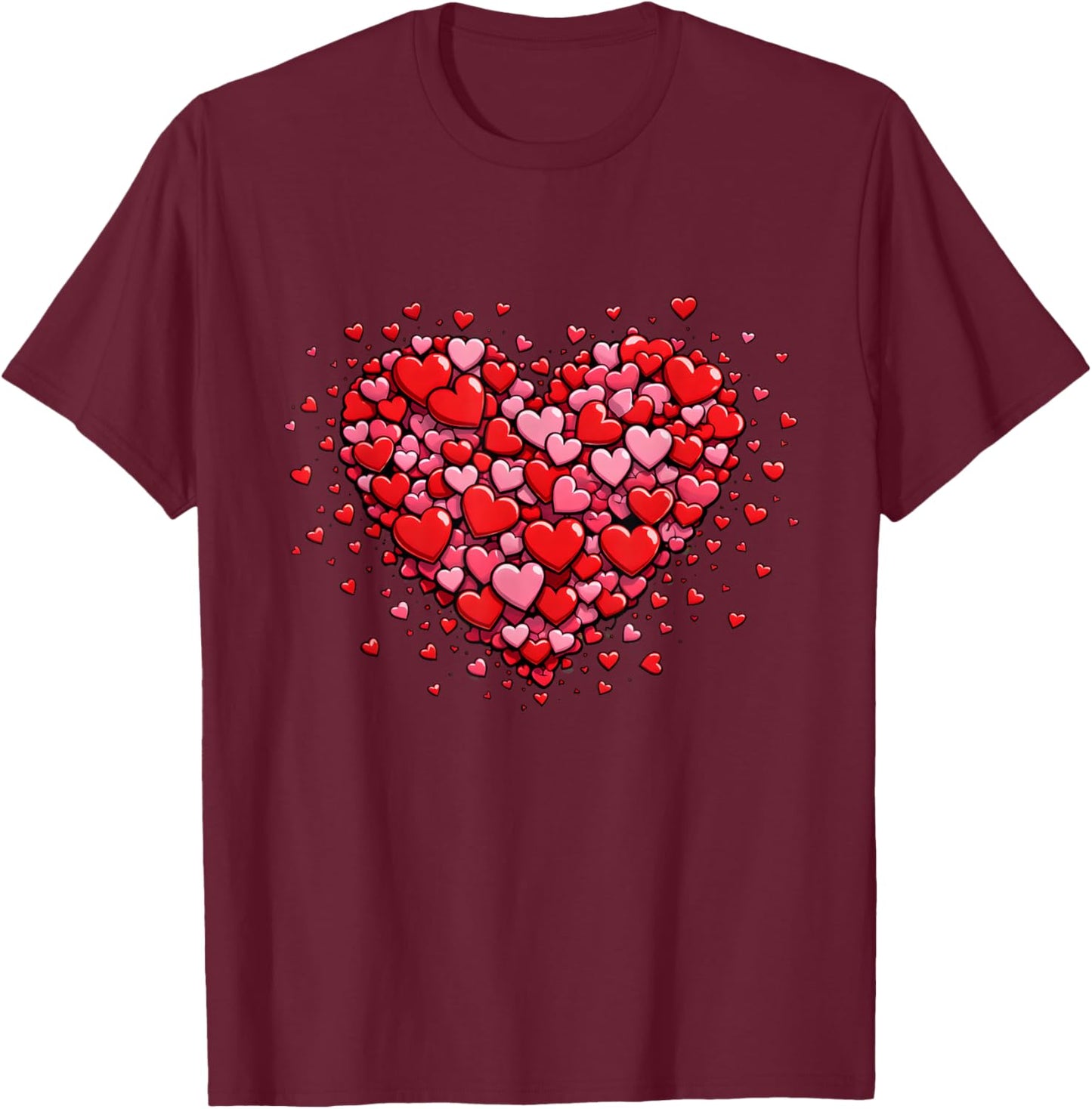 Heart Made of Hearts Valentine Romantic Couple Matching T-Shirt - T-Shirt | Maroon