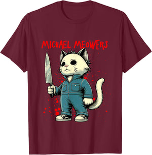 Funny Cat Horror Movies Cute Halloween for Cat Kitty Lovers T-Shirt - T-Shirt | Maroon