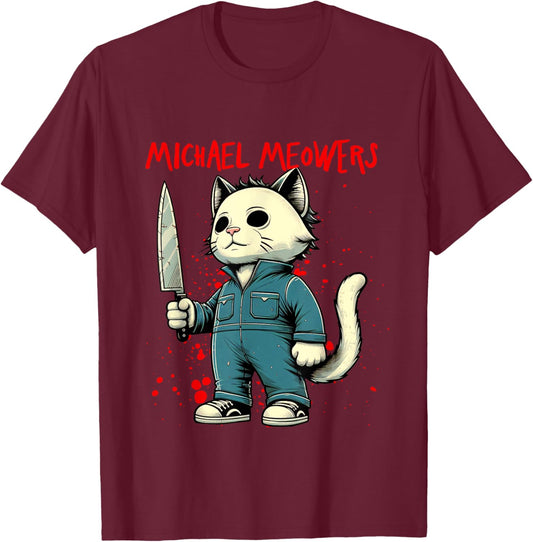Funny Cat Horror Movies Cute Halloween for Cat Kitty Lovers T-Shirt - T-Shirt | Maroon