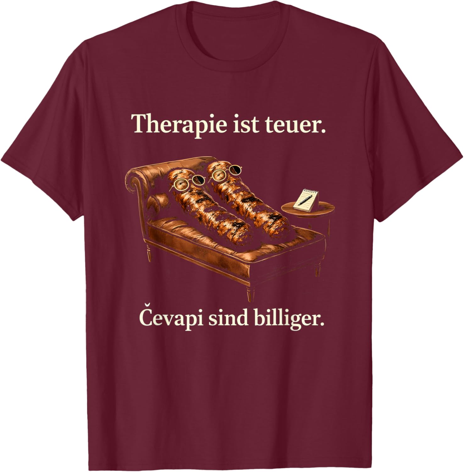 Lustiges Cevapcici Motiv - Balkan Food Grillen Spruch T-Shirt - T-Shirt | Maroon