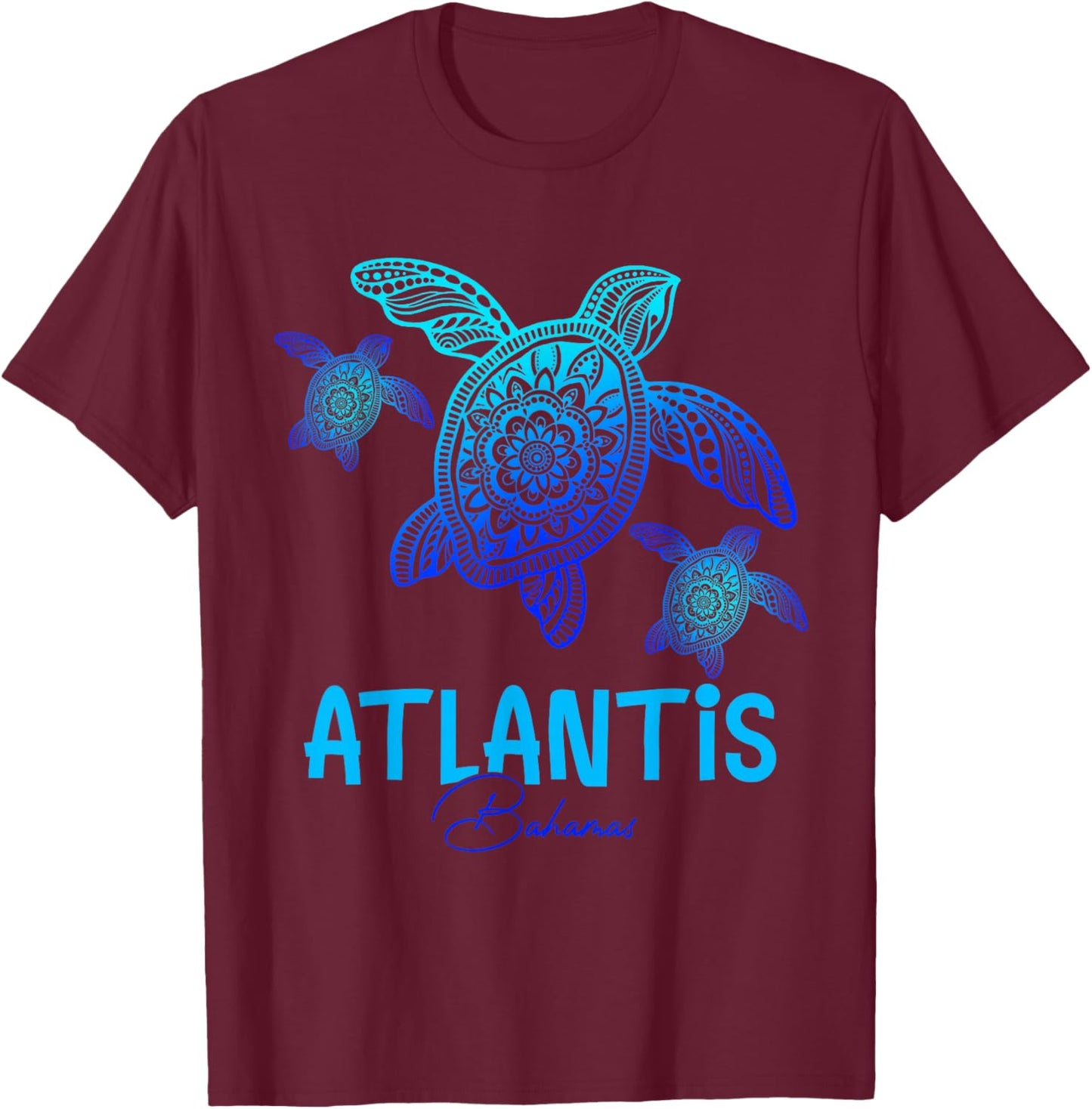 Atlantis Bahamas Vacation Tribal Sea Turtle T-Shirt - T-Shirt | Maroon