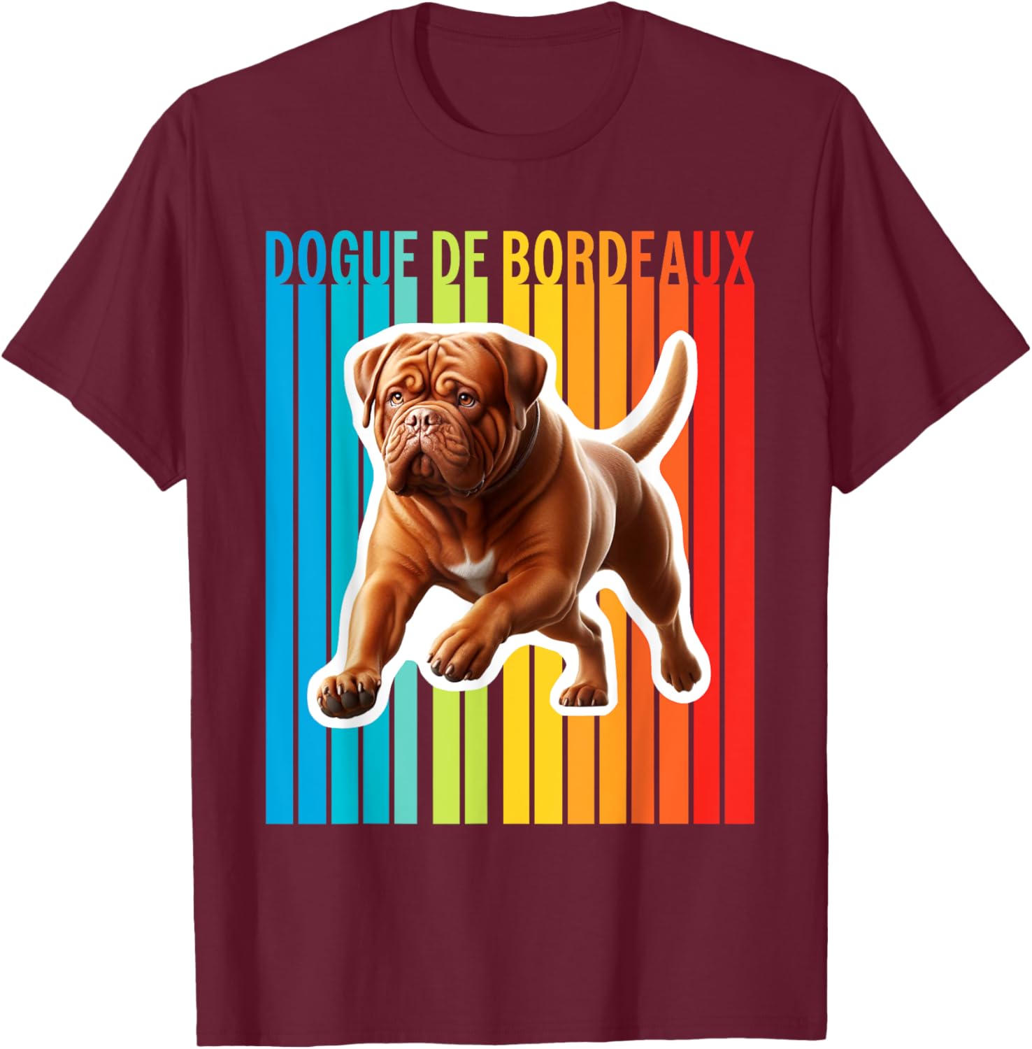 Colorful Dogue de Bordeaux T-Shirt - T-Shirt | Maroon