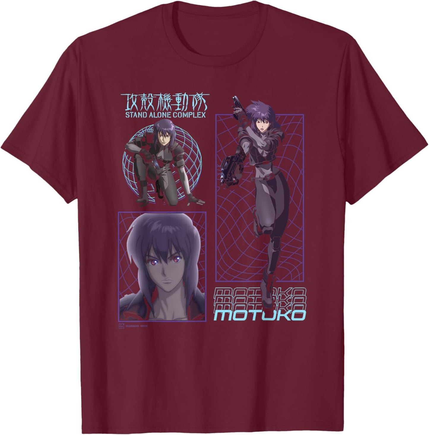 Ghost in the Shell Stand Alone Complex Motoko Schematics , Black, S T-Shirt - T-Shirt | Maroon