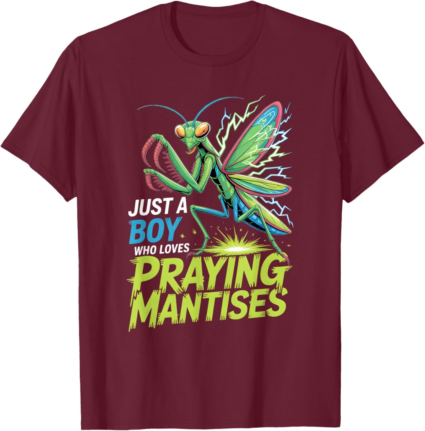 Boys Praying Mantis T-Shirt - T-Shirt | Maroon
