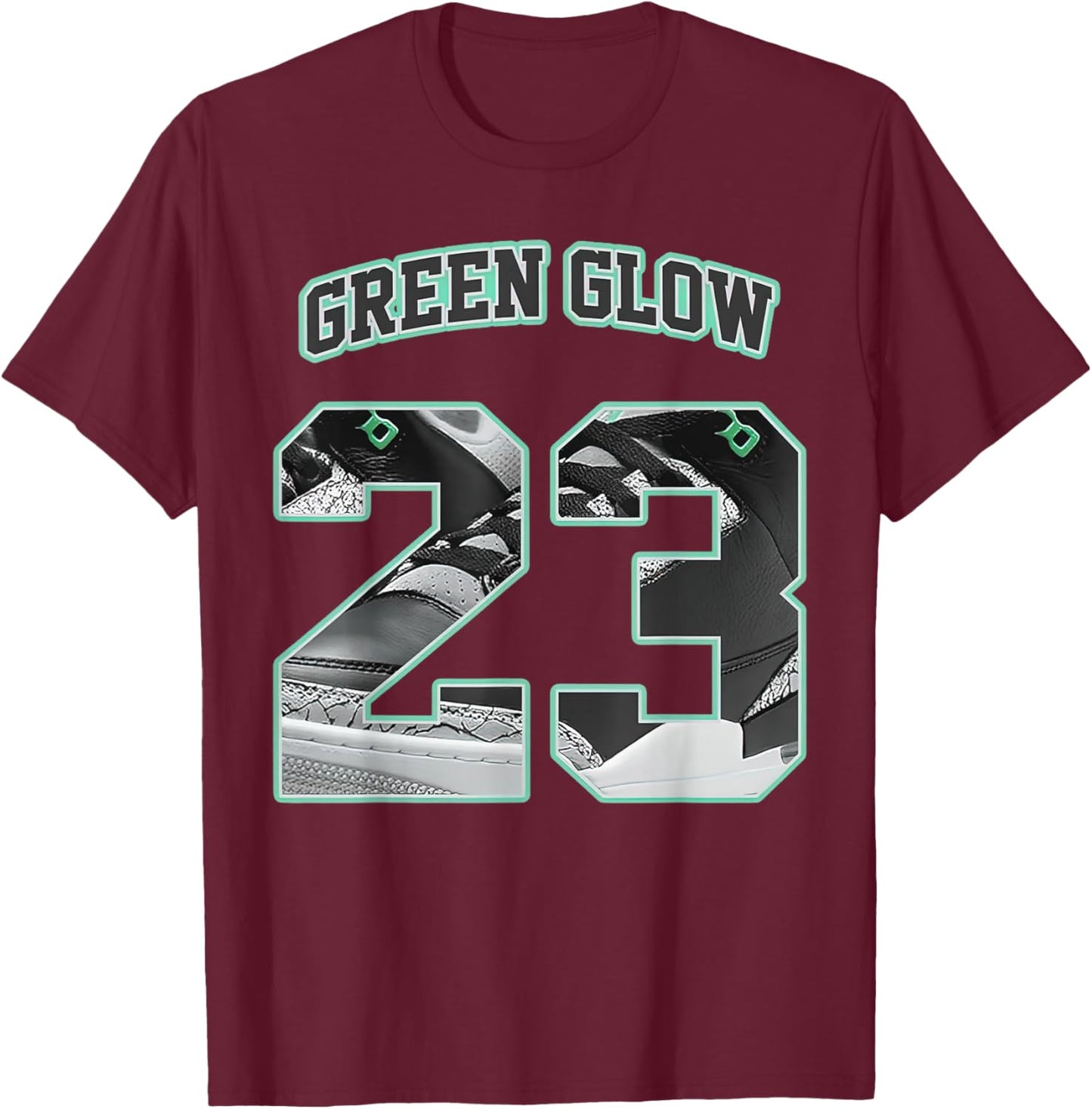 Number 23 Black Green Glow 3s Matching Women T-Shirt - T-Shirt | Maroon