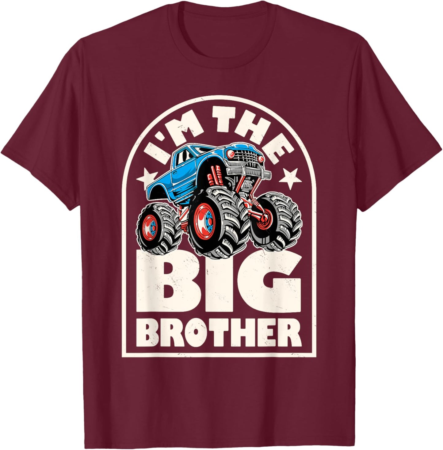 Monster Truck Brother Big Bro Family Matching Retro Racing T-Shirt - T-Shirt | Maroon