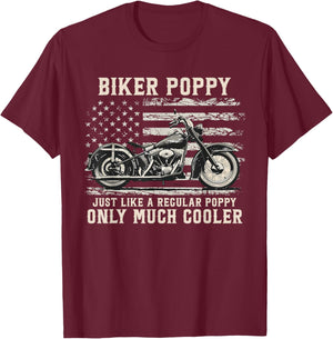 Biker Poppy Like A Normal Poppy Only Much Cooler T-Shirt - T-Shirt | Maroon
