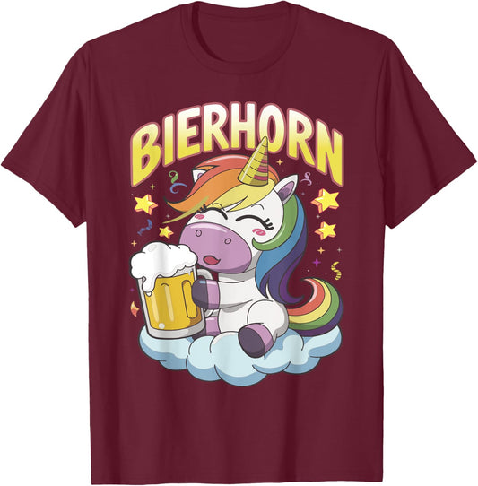 Bier Mallorca Party Outfit Biertrinker Bierhorn Einhorn T-Shirt - T-Shirt | Maroon