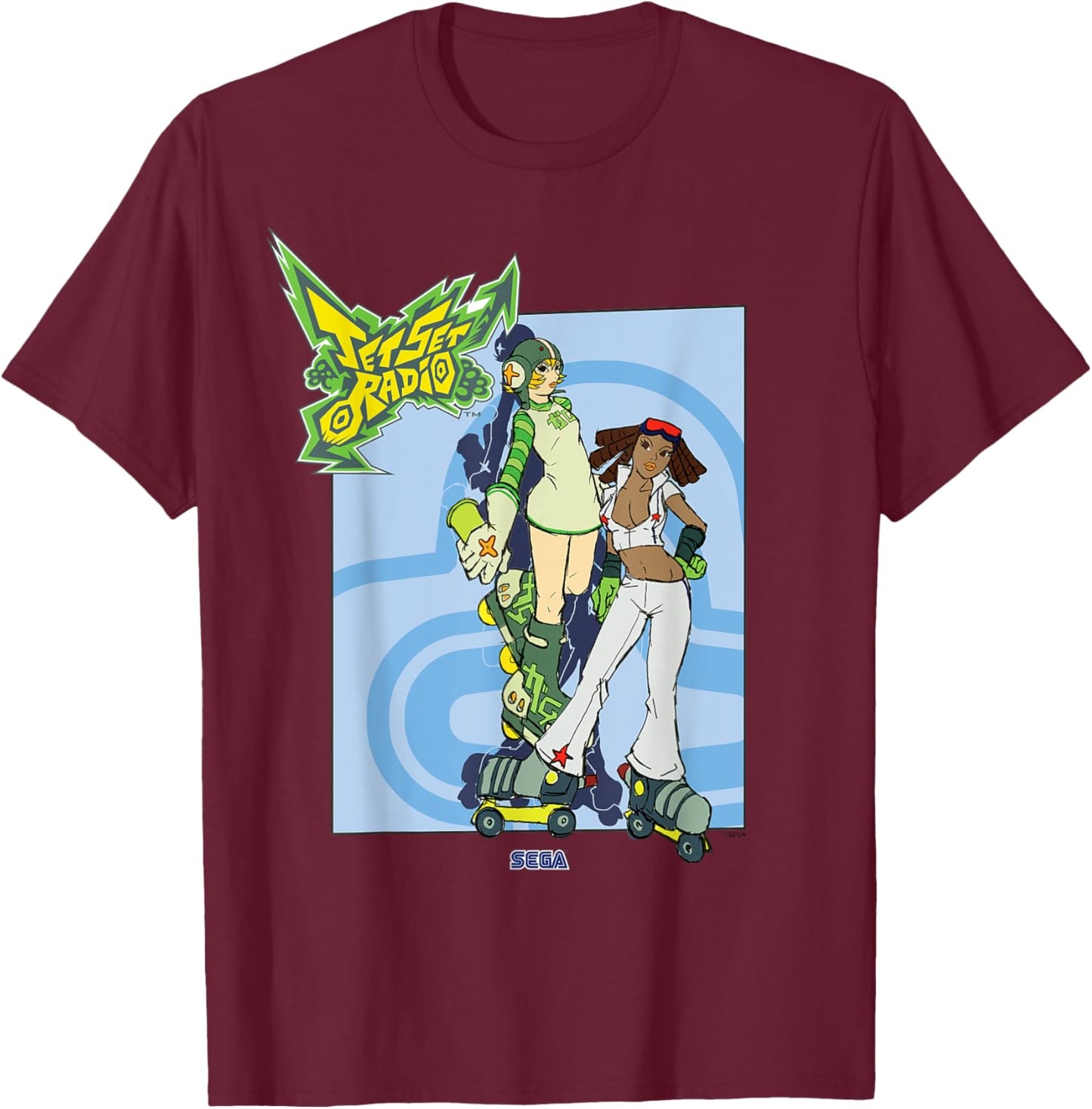 Jet Set Radio Duo Gum, Piranha SEGA Dreamcast Video Game T-Shirt - T-Shirt | Maroon