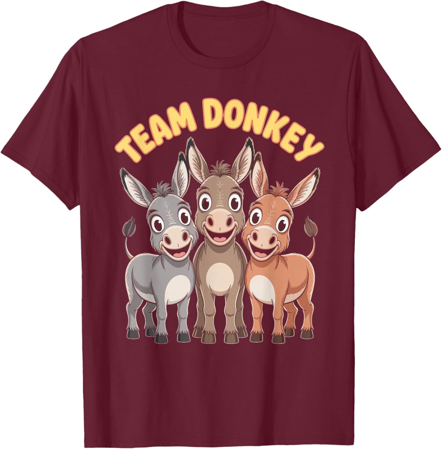 Donkey Team Funny Cartoon HEE-Haw Farm Birthday Party T-Shirt - T-Shirt | Maroon