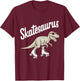 Roller Skating Dinosaur T-Rex Skate Dino Funny Roller Skater T-Shirt - T-Shirt | Maroon