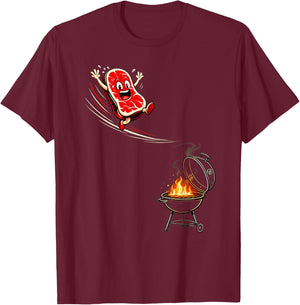 Grilling Cartoon Humor T-Shirt - T-Shirt | Maroon