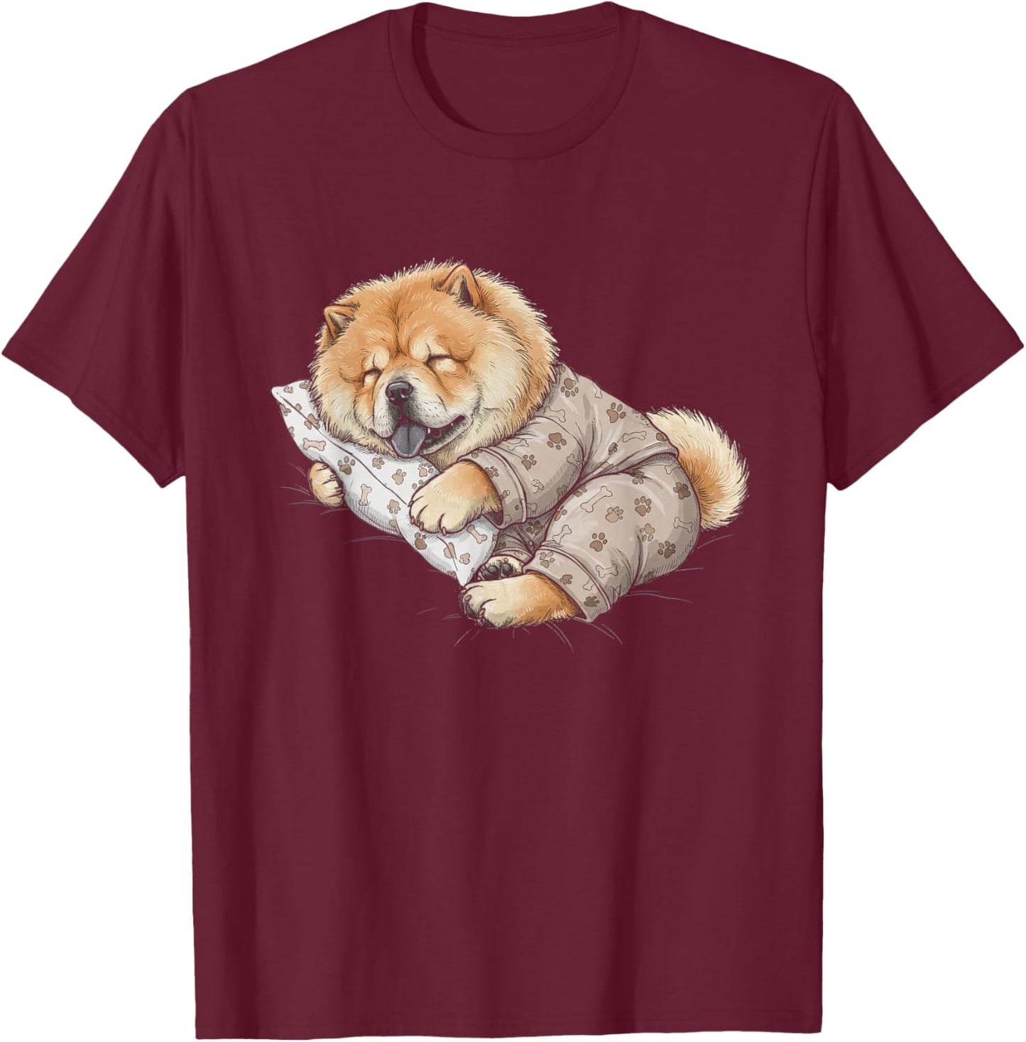 Funny Sleepy Chow Chow Pajama Men Women Kids T-Shirt - T-Shirt | Maroon