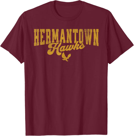 Hermantown Minnesota MN Hermantown Hawks Vintage Look T-Shirt - T-Shirt | Maroon