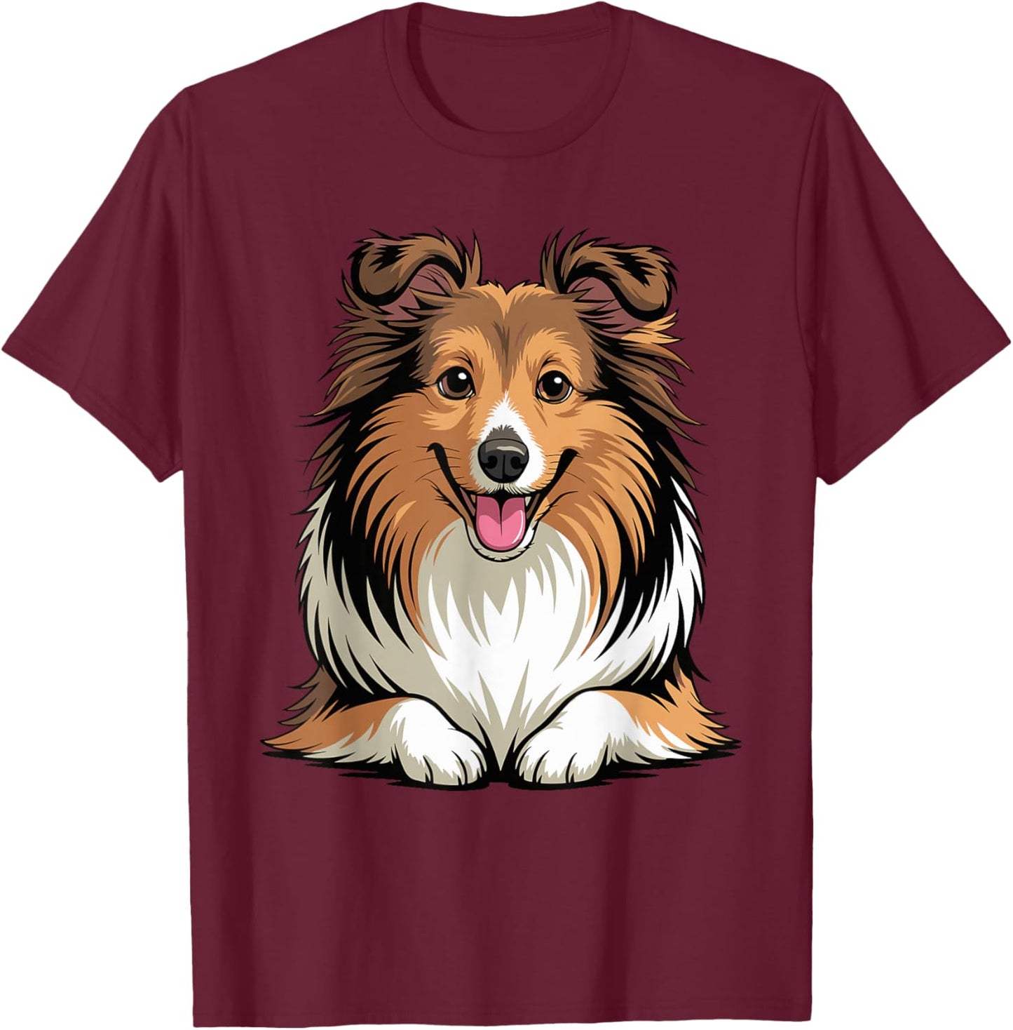 Cute Puppy Breed Artistic Sheltie Herding Shetland Sheepdog T-Shirt - T-Shirt | Maroon
