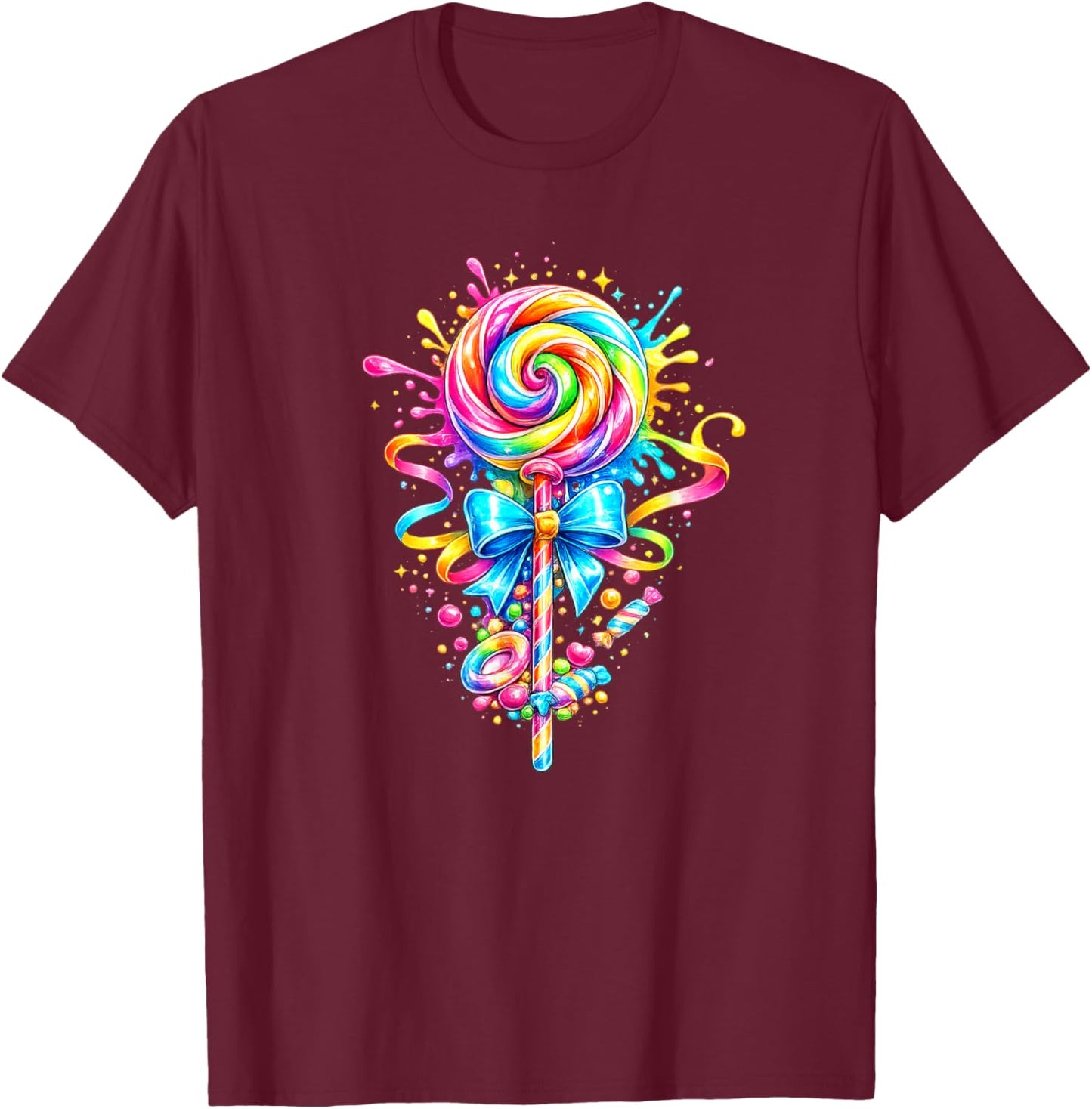 Candy Candy Costume Women's Carnival Lollipop Fancy Dress T-Shirt - T-Shirt | Maroon