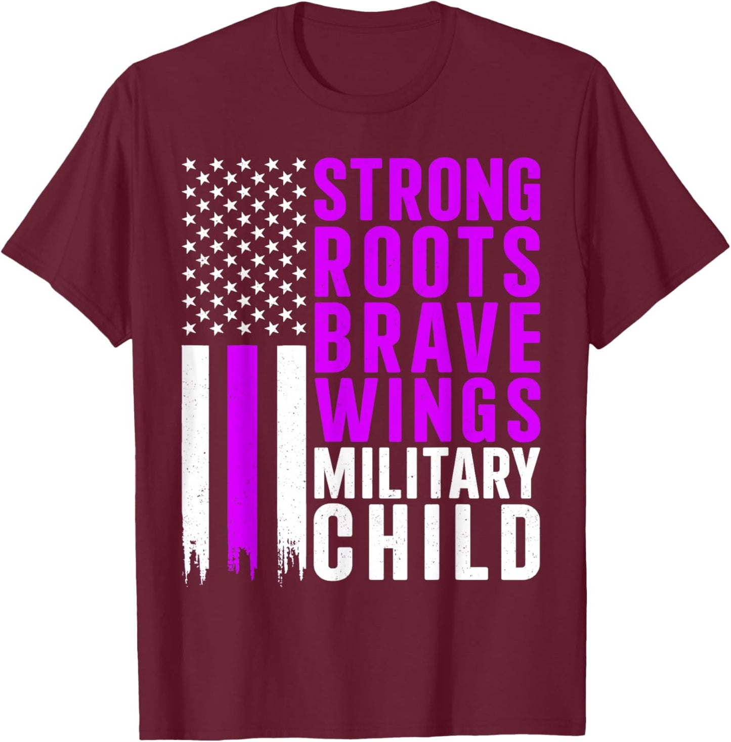Purple Up For Military Kids Retro Military Child Month T-Shirt - T-Shirt | Maroon