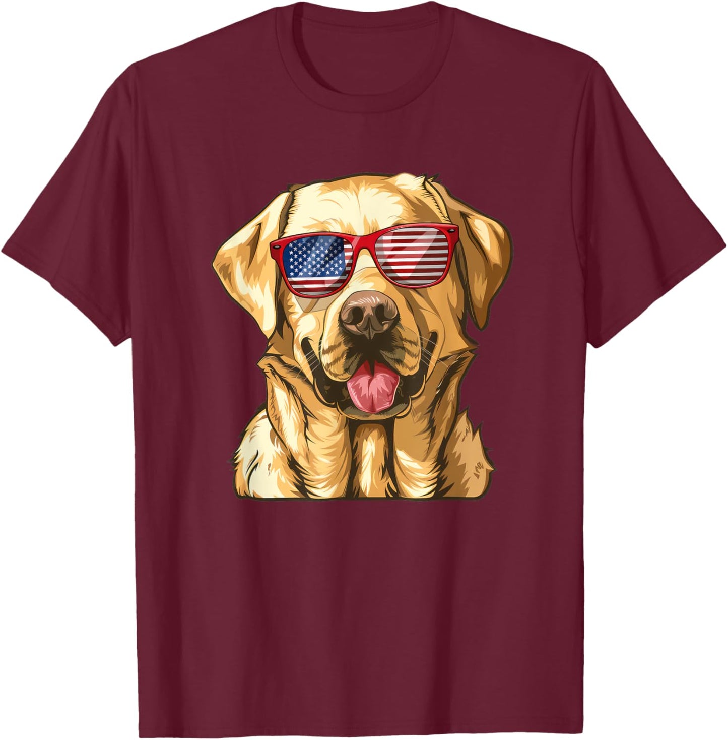 Labrador Retriever USA America Flag 4th of July T-Shirt - T-Shirt | Maroon