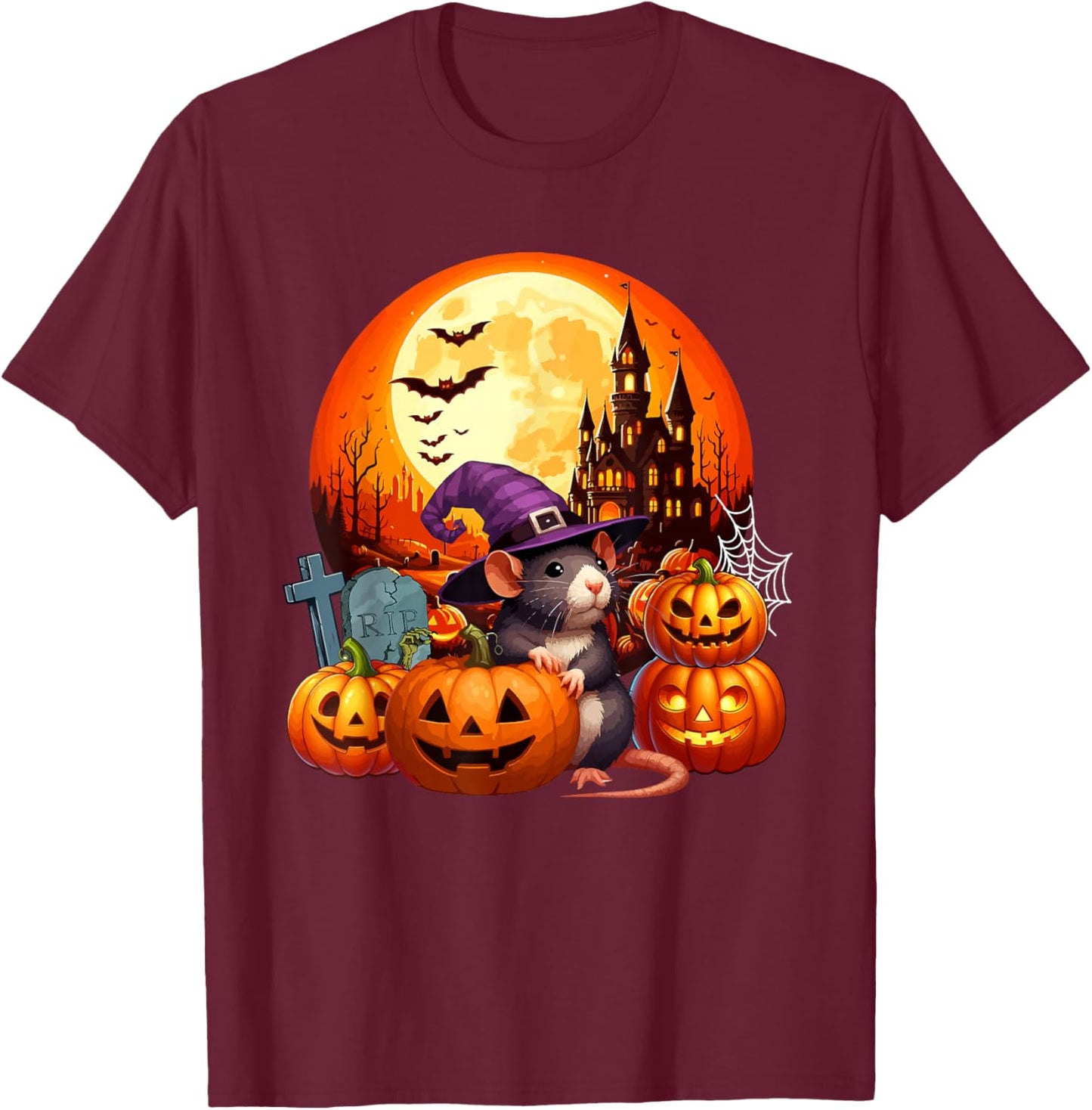 Rat Cosplay Witch Halloween Moon Matching Kids Toddler T-Shirt - T-Shirt | Maroon