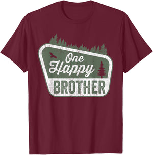 One Happy Brother Matching Family Birthday Party Camping T-Shirt - T-Shirt | Maroon