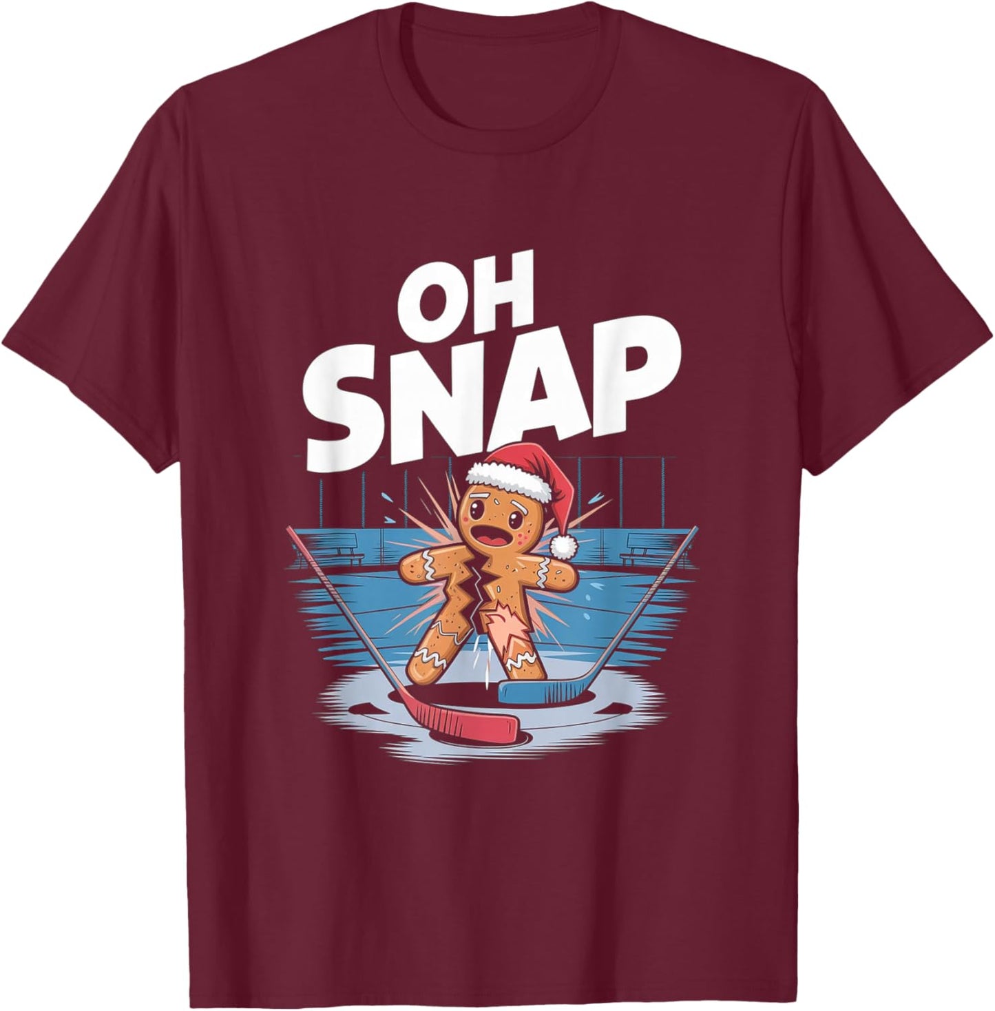 Ice Hockey Christmas Gingerbread T-Shirt - T-Shirt | Maroon