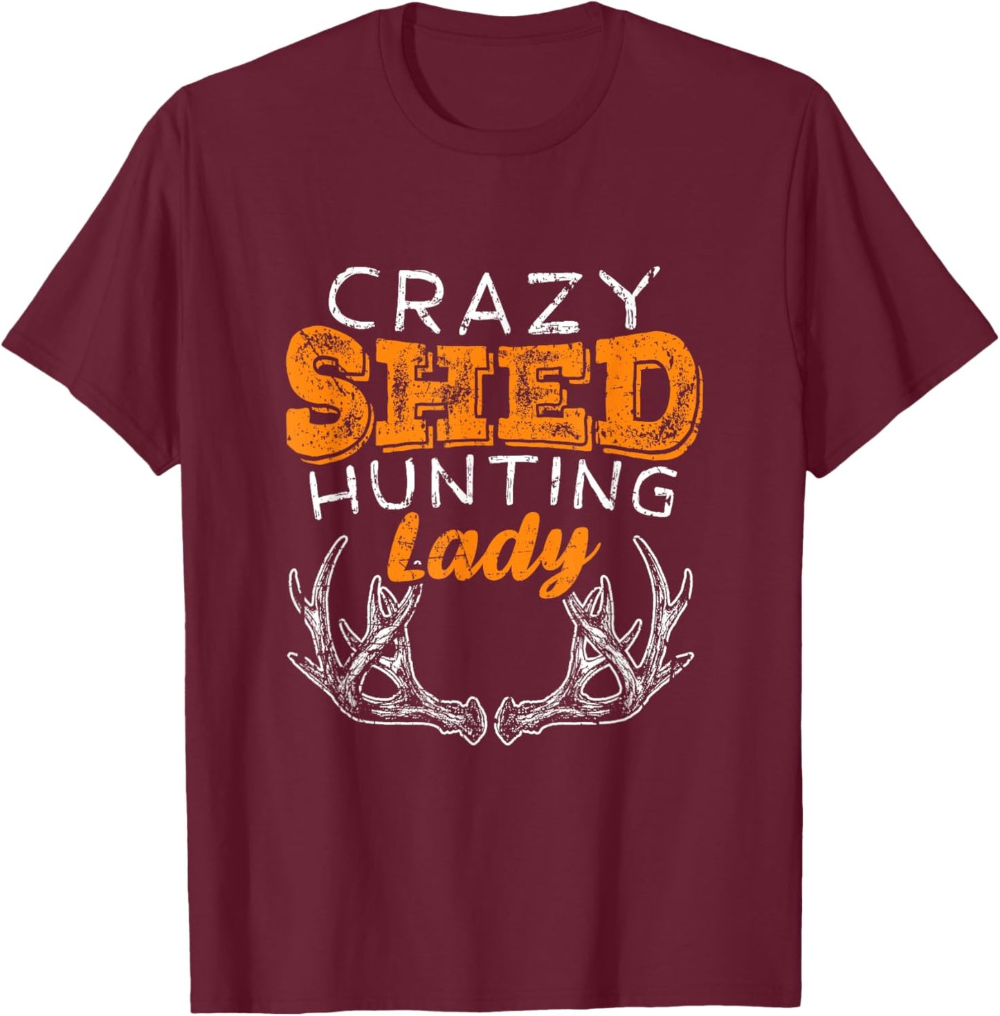 Crazy Shed Hunting Lady Antler T-Shirt - T-Shirt | Maroon