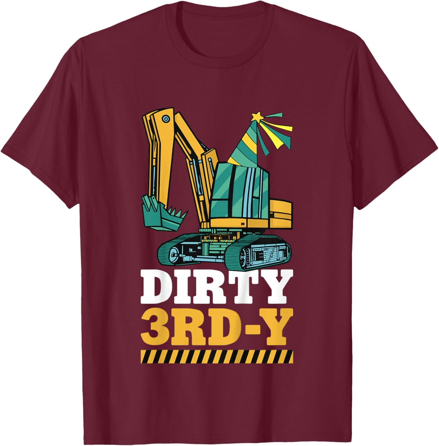 Kids Dirty 3rd-Y Construction Kids 3 Years Old Birthday Party T-Shirt - T-Shirt | Maroon