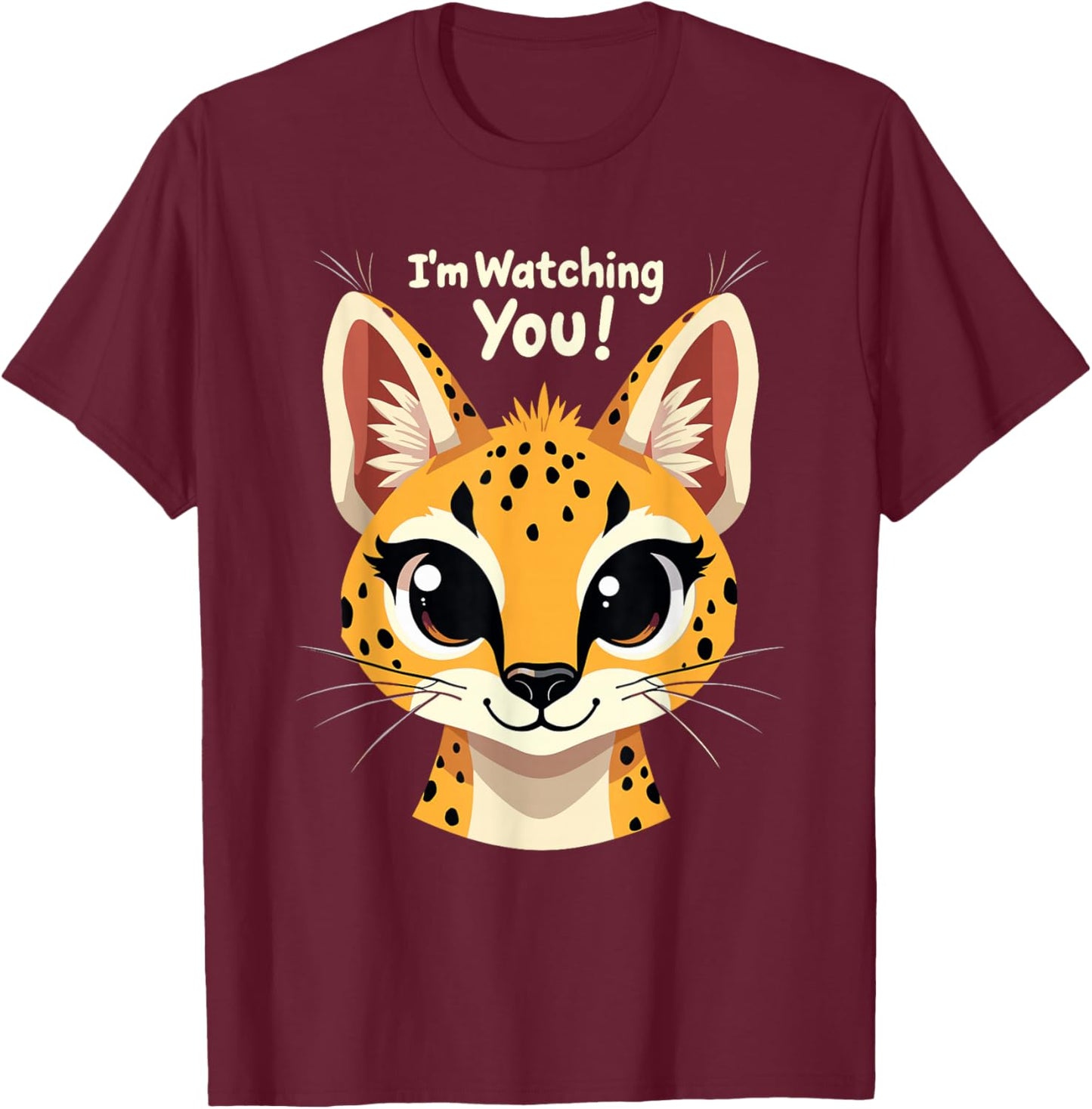 Serval Cat Exotic Feline African Wildcat Wildlife Lover Gear T-Shirt - T-Shirt | Maroon