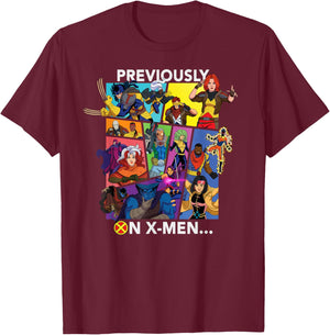 Marvel Studios X-Men '97 Season 2 Previously on X-Men T-Shirt - T-Shirt | Maroon