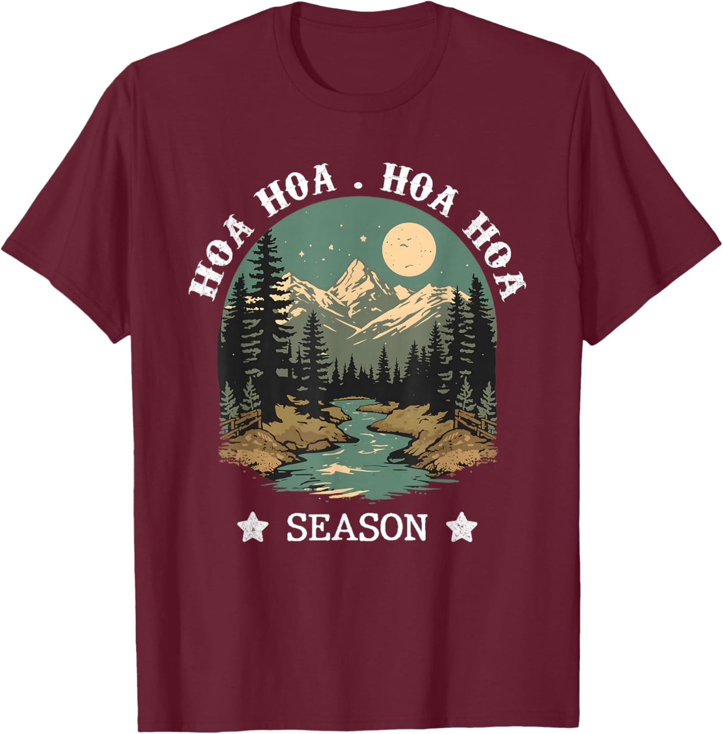 HOA Cozy Season Lover Pine Forest Twilight Nature Vibes T-Shirt - T-Shirt | Maroon