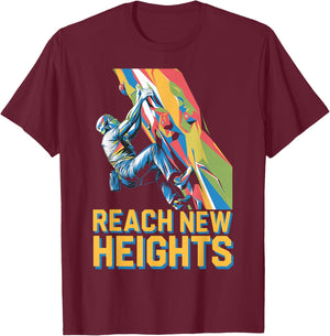 Climber Reaching New Heights for Adventure Lovers T-Shirt - T-Shirt | Maroon