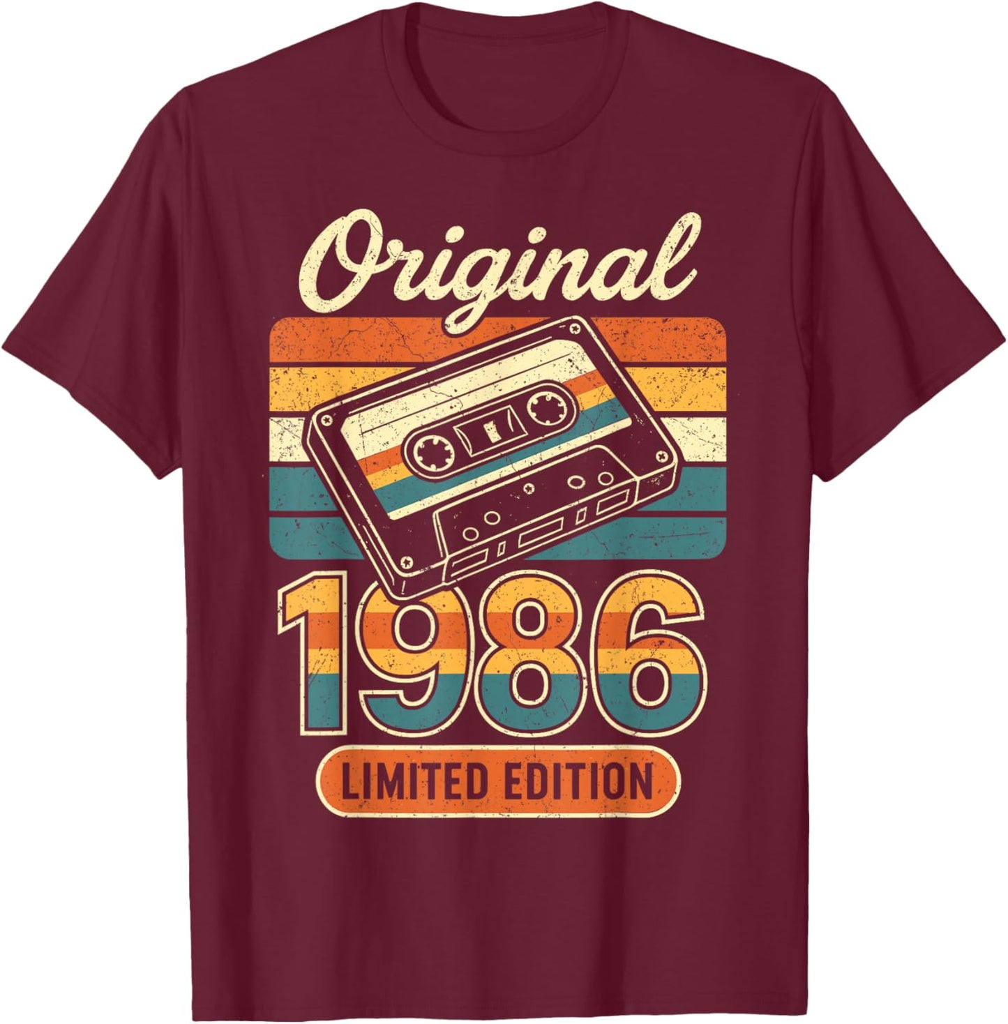 40th Birthday Man Woman 40 Years Deco 1986 Funny Gift T-Shirt - T-Shirt | Maroon