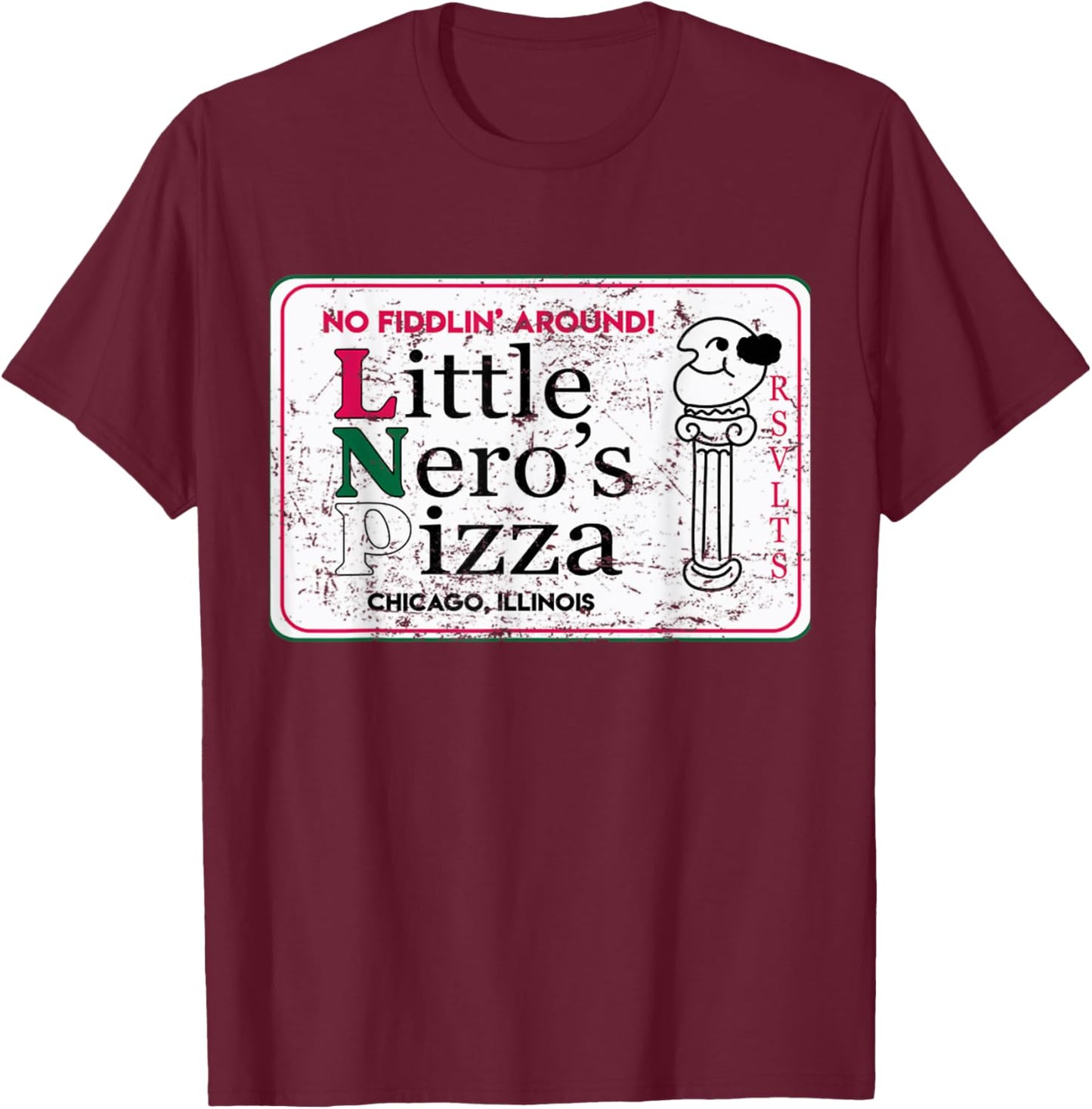 Christmas Little 90s Neros Pizza T-Shirt - T-Shirt | Maroon