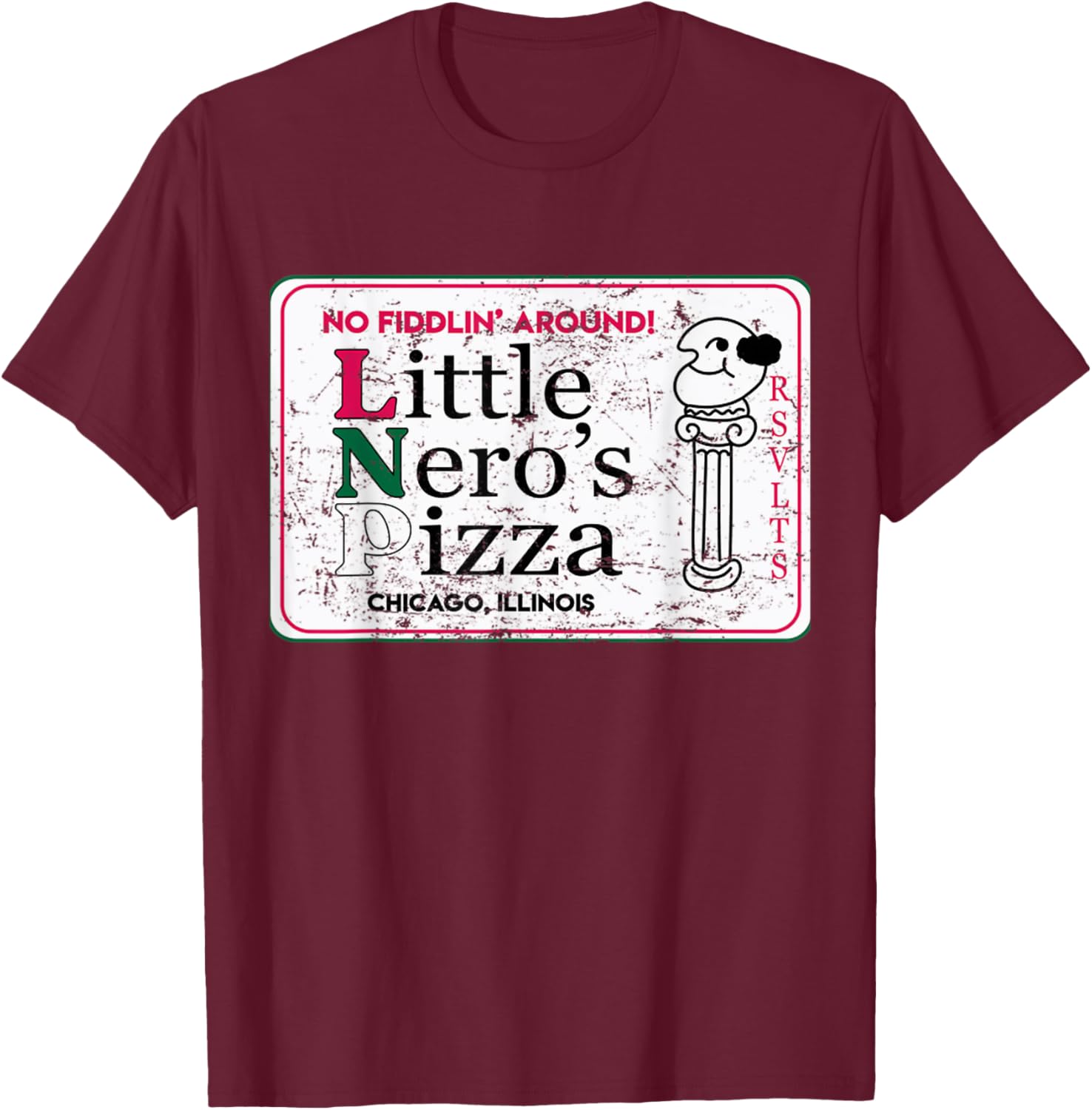 Christmas Little 90s Neros Pizza T-Shirt - T-Shirt | Maroon