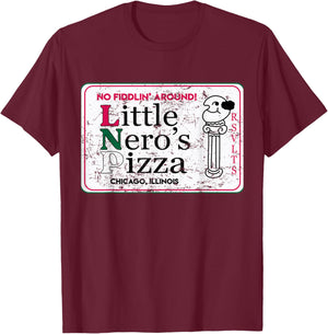 Christmas Little 90s Neros Pizza T-Shirt - T-Shirt | Maroon