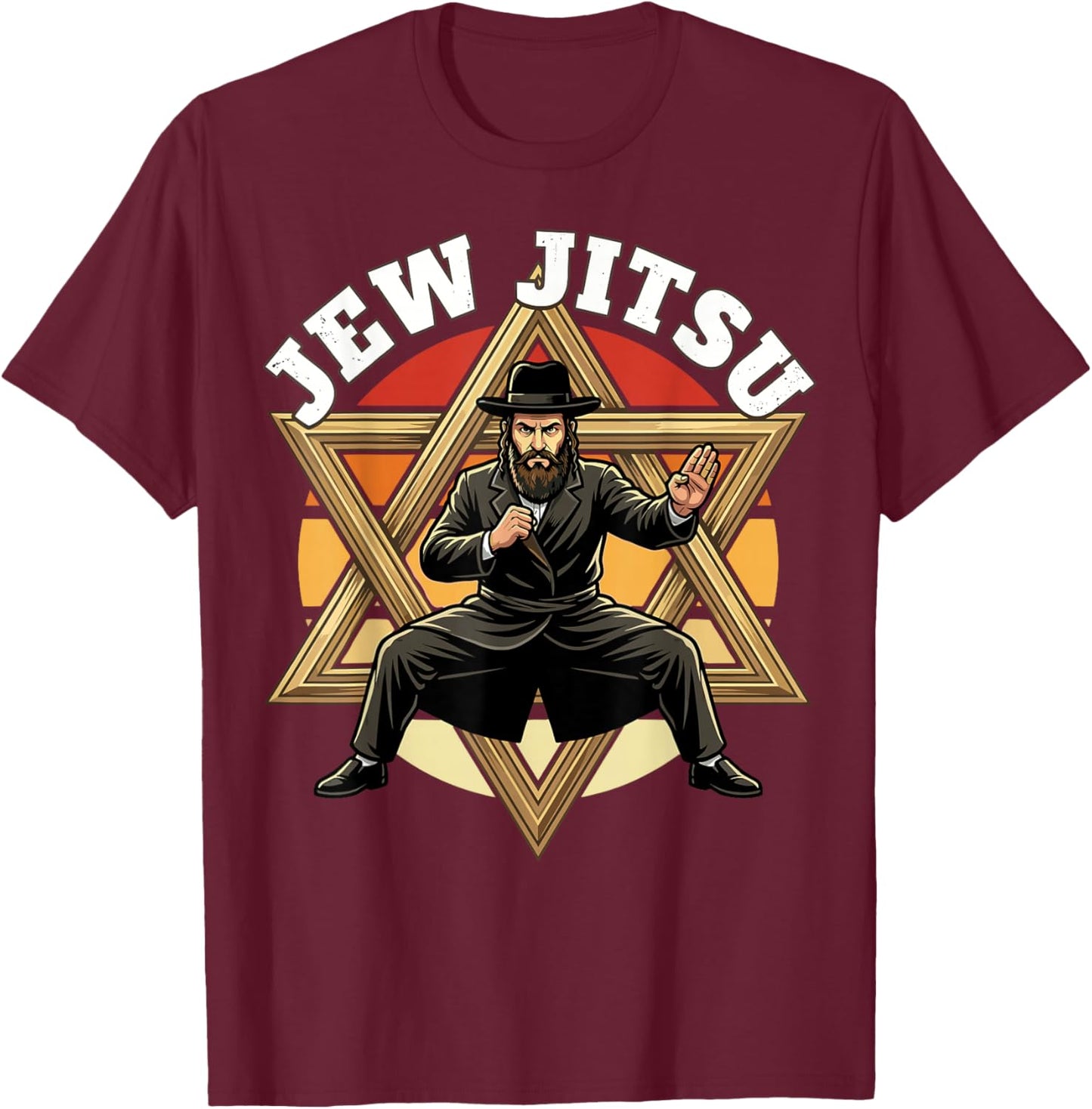 Funny Jewish Hanukkah Rabbi Horah Dance Jiu Jitso T-Shirt - T-Shirt | Maroon