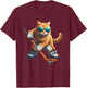 Cat Sunglasses Playing Hockey Costume Player Owner Lover T-Shirt - T-Shirt | Maroon