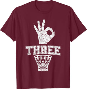 Three Points Throw Basketball Player Fan Dad Funny Joke T-Shirt - T-Shirt | Maroon