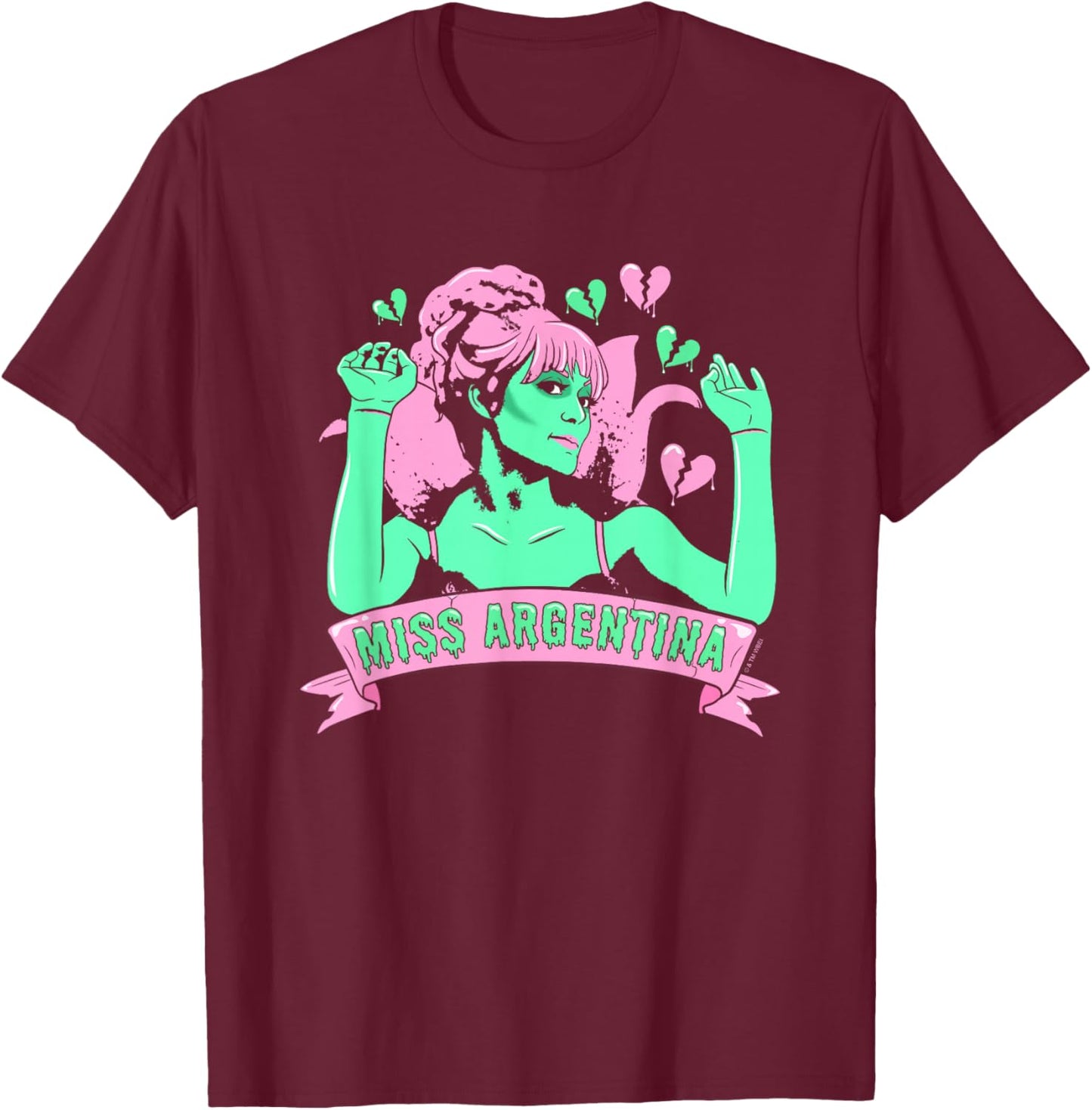 Beetlejuice Iconic Miss Argentina Pastel Colors Big Portrait T-Shirt - T-Shirt | Maroon