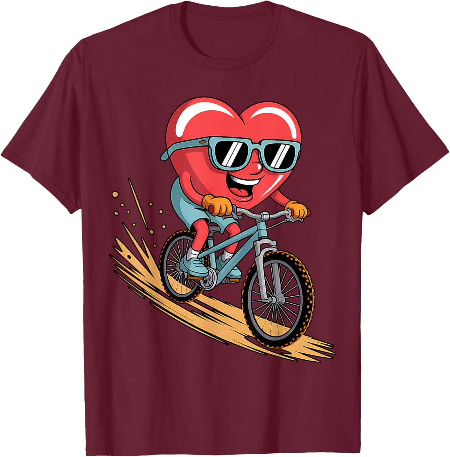 Mountain Bike Valentine's Day T-Shirt - T-Shirt | Maroon