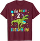 Birthday Boy 2 Years Old 2nd Cute Rex Family Dinosaur Squad T-Shirt - T-Shirt | Maroon