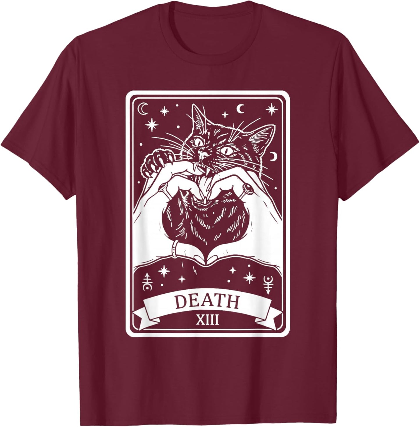 Funny Cat Humor Tarot Card Cat Lover Women Gothic T-Shirt - T-Shirt | Maroon