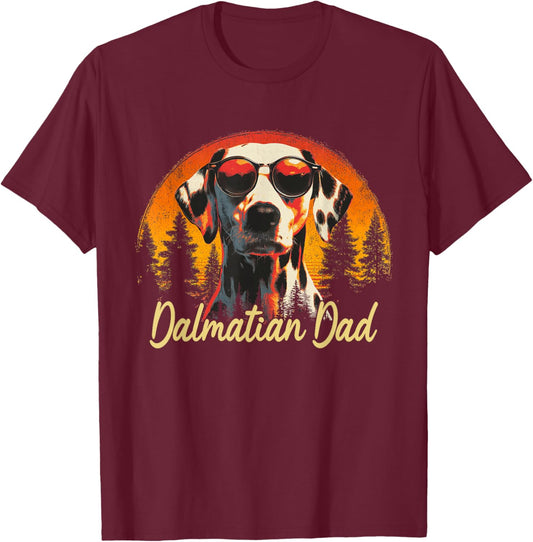 Best Dalmatian Dad Vintage Fathers Day Dog Lover Men Women T-Shirt - T-Shirt | Maroon