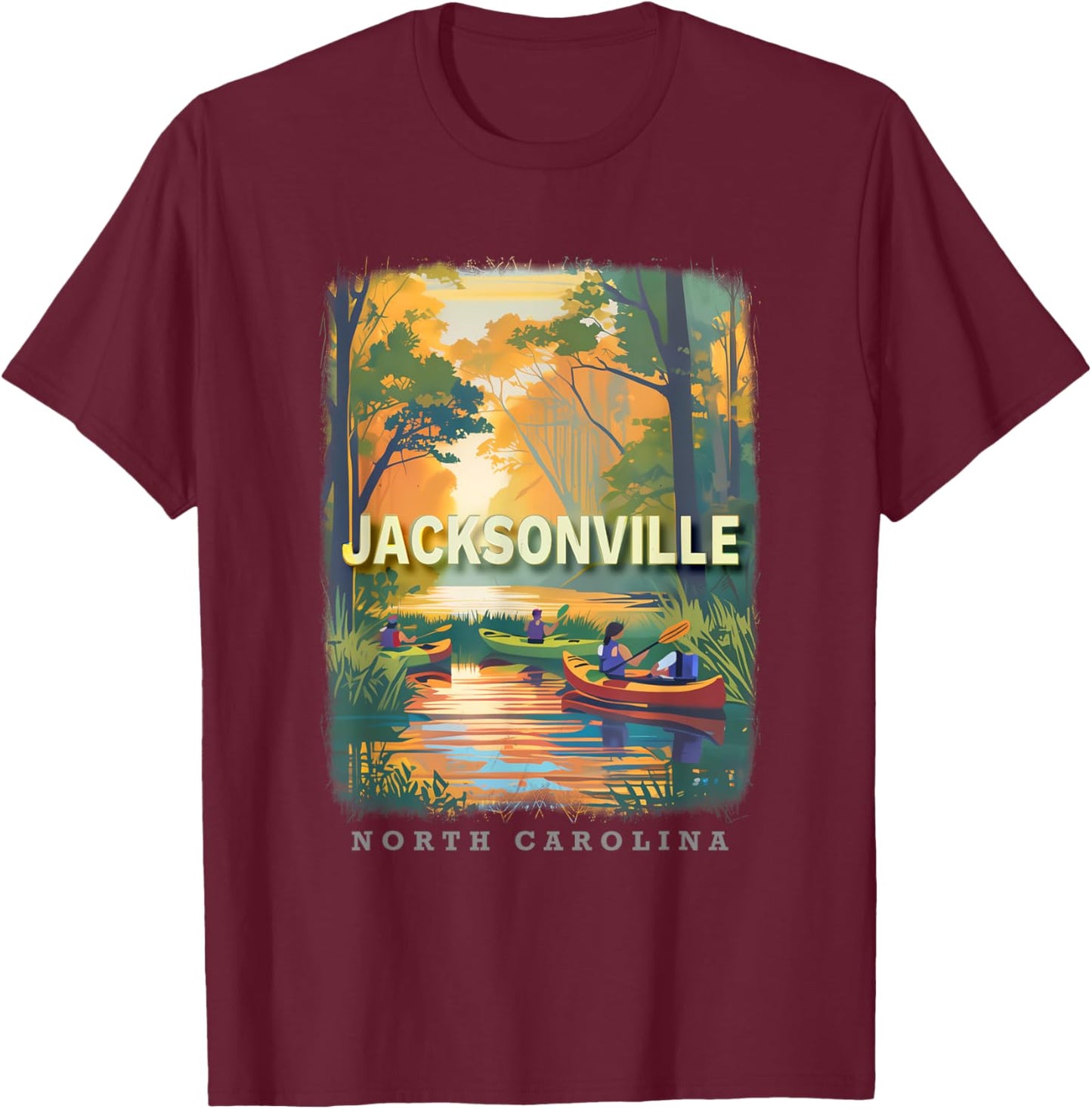Jacksonville North Carolina NC Coastal Bliss SD641 T-Shirt - T-Shirt | Maroon