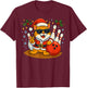 Santa Cat Bowling Christmas Funny Holiday Vibes Men Women T-Shirt - T-Shirt | Maroon