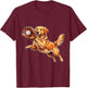 Funny Golden Retriever Baseball Cute Dog Catching Ball Art T-Shirt - T-Shirt | Maroon