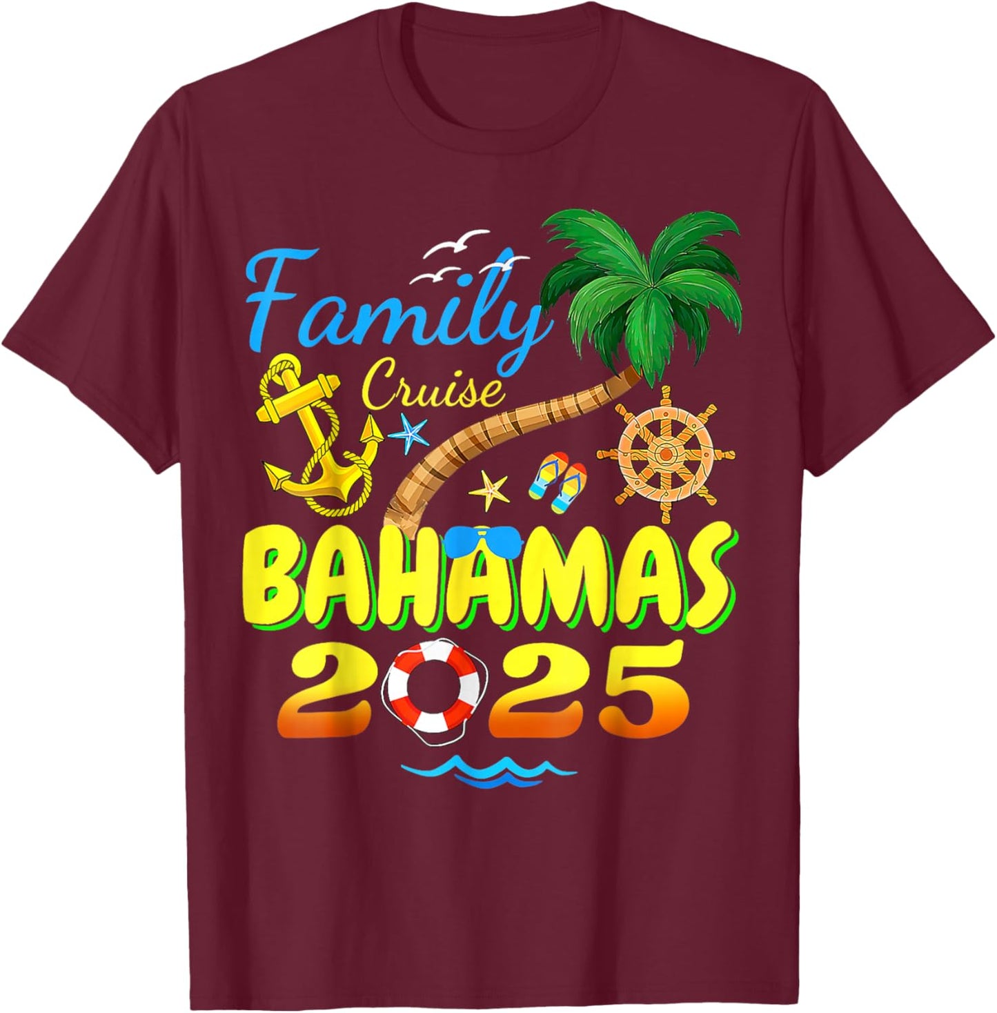 Bahamas Cruise 2025 Family Friends Group Vacation Matching T-Shirt - T-Shirt | Maroon