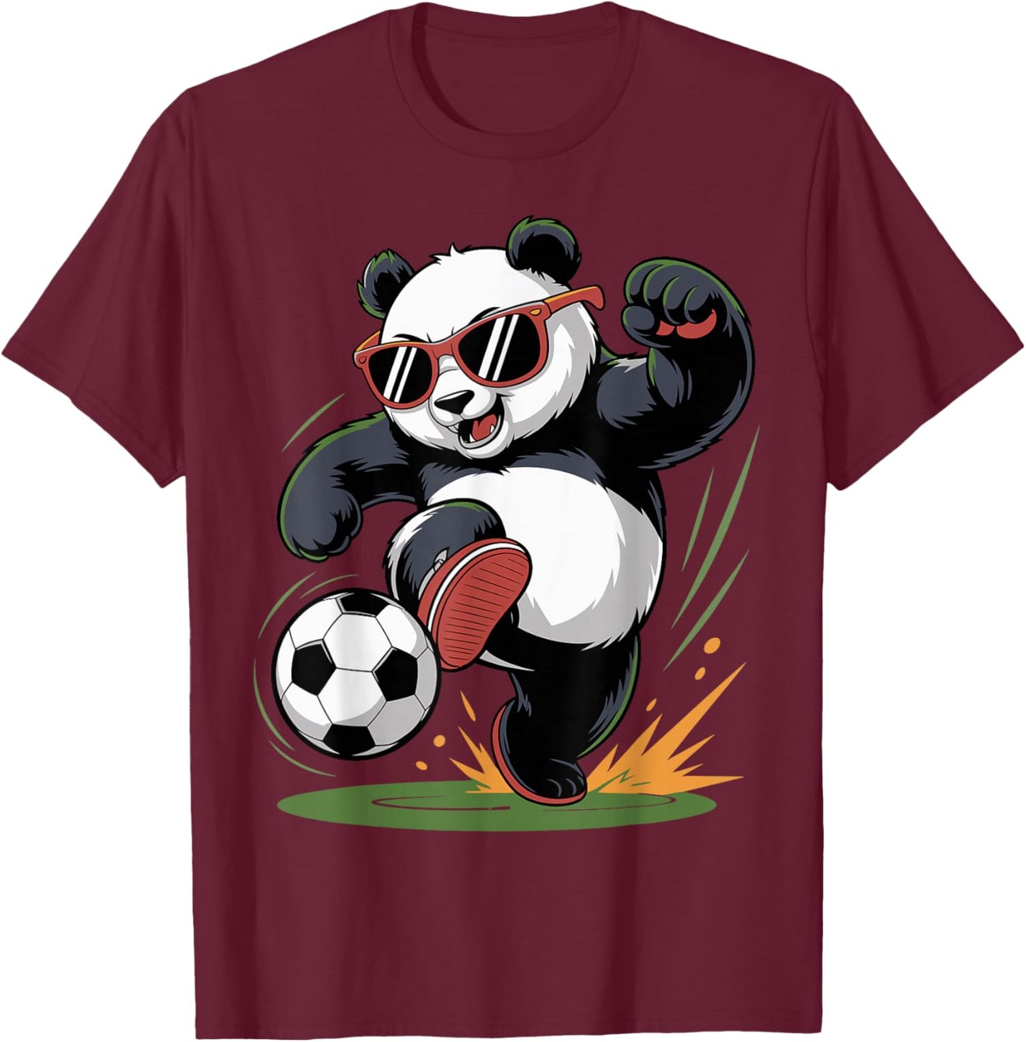 Funny Panda Playing Soccer Graphic Animal Sport Ball Lovers T-Shirt - T-Shirt | Maroon