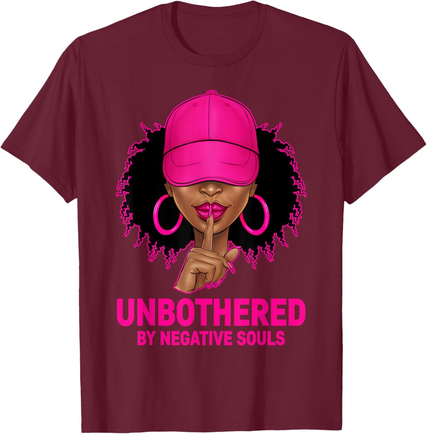 Afro Queen With Cap Sassy Black Woman African American Women T-Shirt - T-Shirt | Maroon